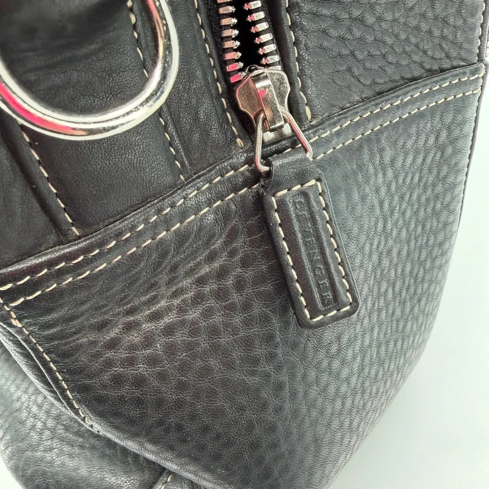 Levenger Pebbled Leather Briefcase Black Executive Business Laptop Portfolio Bag